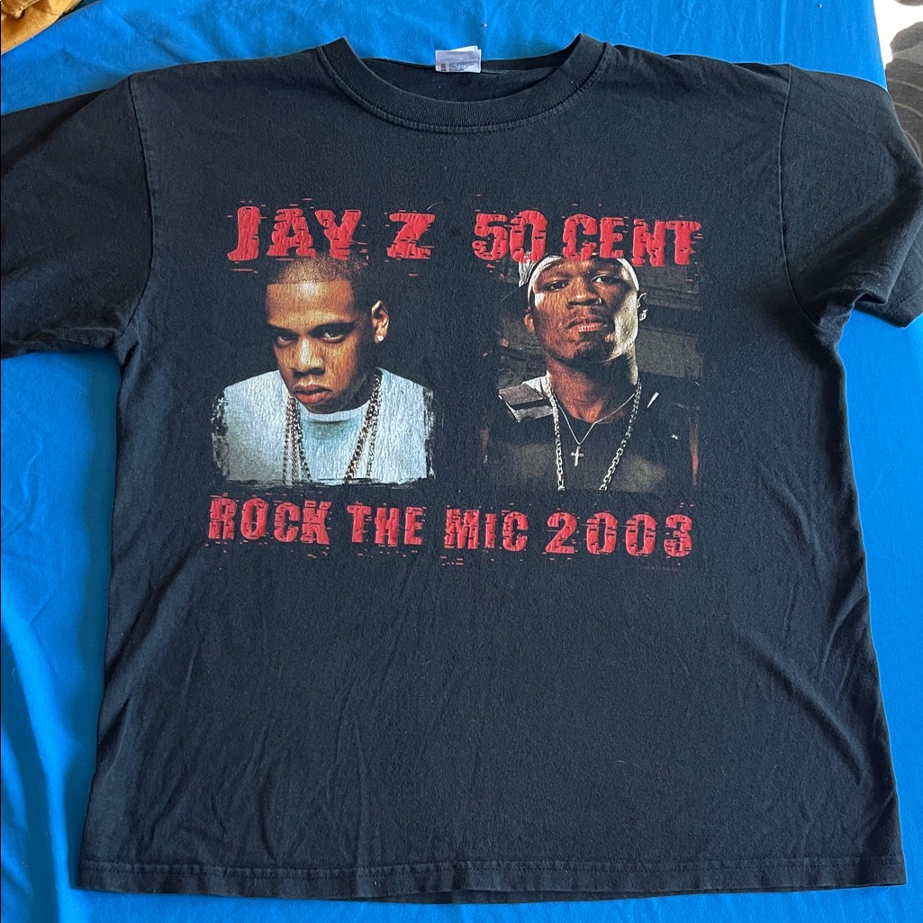 Anvil Black Graphic Tee  Jay Z  50 Cent